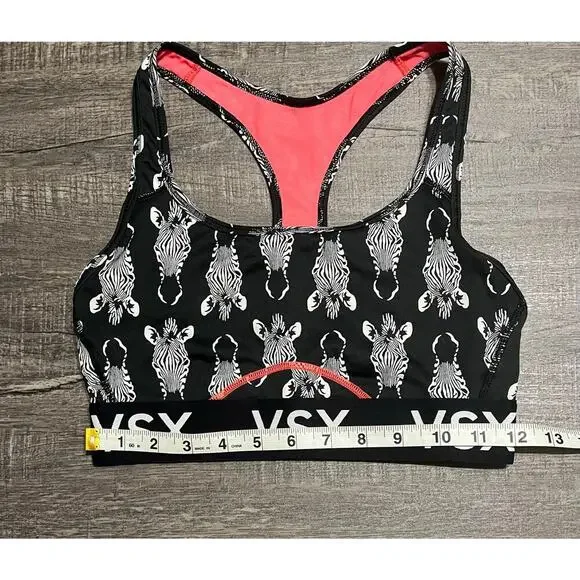 Victoria's Secret VSX Racerback Sports Bra, Black and Pink Zebra, Size S - Picture 5 of 8